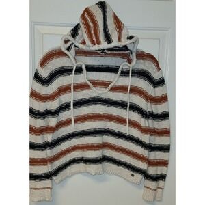Vtg Roxy Sweater Baha Hoodie Long Sleeve Crop Drawstring Sz Sm Resort Beach
